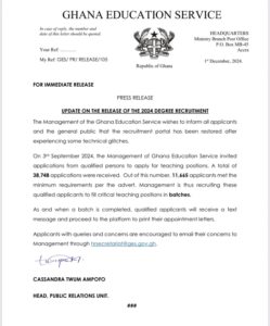 Update on GES Postings of Graduates 2024