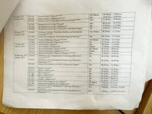 NOVDEC Timetable for January 2025