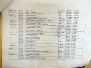 NOVDEC Timetable for January 2025