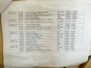 NOVDEC Timetable for January 2025