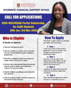 UCC Partial Scholarship for Students 2025