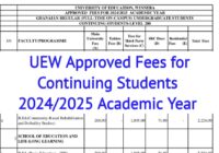 UEW Approved Fees for 2024/2025 academic year