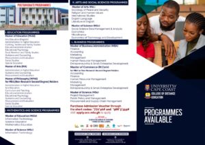 UCC Postgraduate Distance Education Admission Forms 2025/2026