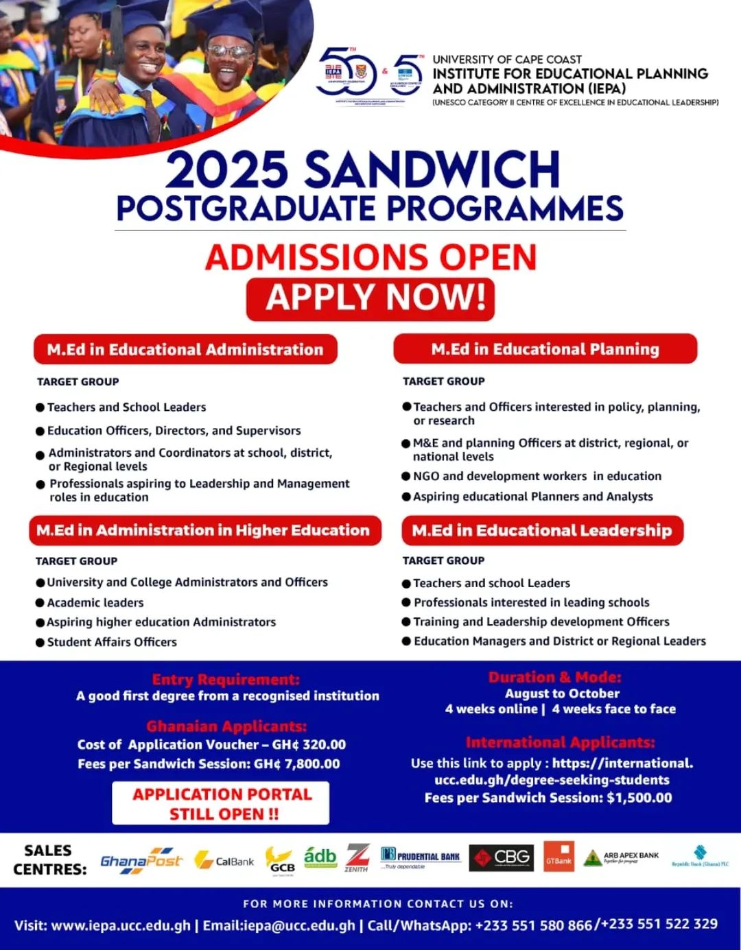 UCC 2025 Sandwich Postgraduate Programmes Admissions - Apply Now ...