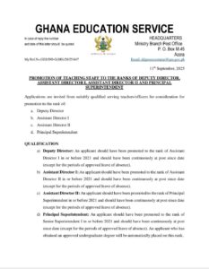 GES Reopens 2025 Teacher Promotion Application Portal