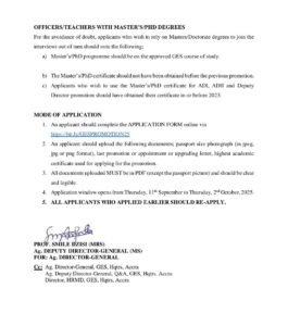 GES Reopens 2025 Teacher Promotion Application Portal