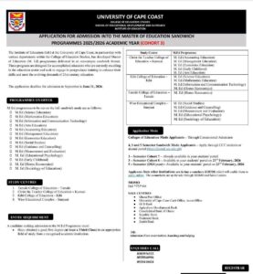 UCC Admission into Master of Education