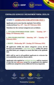 Guidelines & Dates for 2025/2026 Aptitude Test for Police, Immigration, Prisons and Fire Service