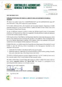 Ghana Card payroll update now mandatory as CAGD