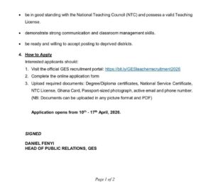 GES RECRUITMENT 2026