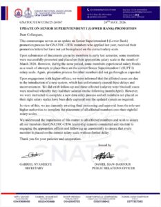 Senior Superintendent I Promotion Delays